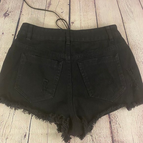 Ecru Lab Lace Up Ranger Black Distressed Shorts - Picture 6 of 8